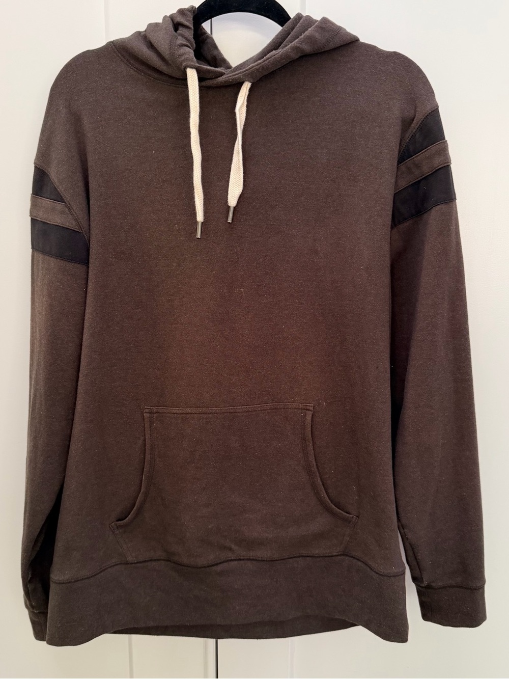 Men's Gray Pullover Hoodie with Stripe Details